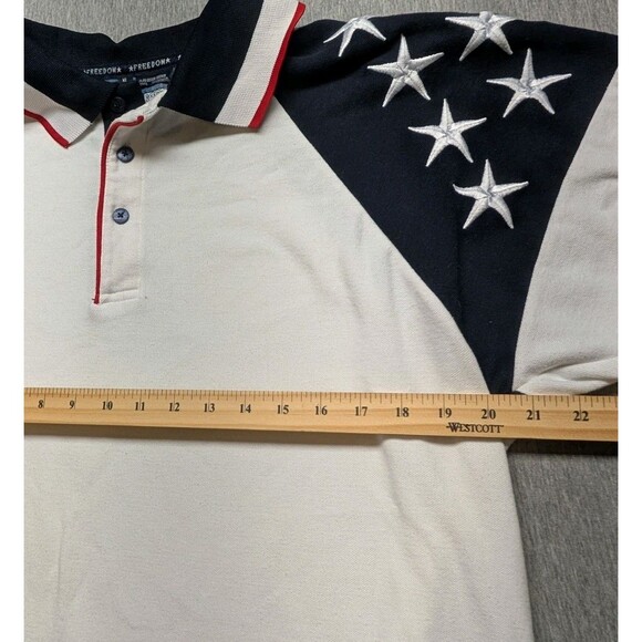 Rock Point Men's XL White Polo Shirt Patriotic Stars on Sleeve USA Freedom - Picture 11 of 13